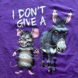 Purple T-Shirt with Mouse and Donkey Design